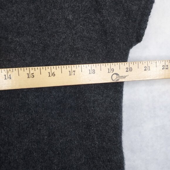 Leslie Fay Cashmere Sweater M Tunic Ruffle Hem Short Sleeve Dark Grey Mini Dress - Picture 6 of 10